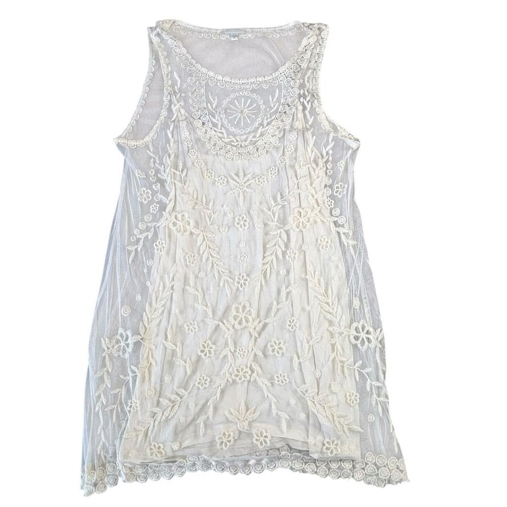 American Eagle Women's XL Ivory Sleeveless Lace Blouse‎ Floral Casual